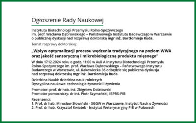 Ogłoszenie o obronie mgr inż. Bartłomieja Ruda