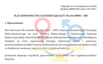 Gender Equality Plan (GEP) w IBPRS-PIB