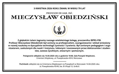 Pożegnanie prof. dr hab. inż. Mieczysława Obiedzińskiego